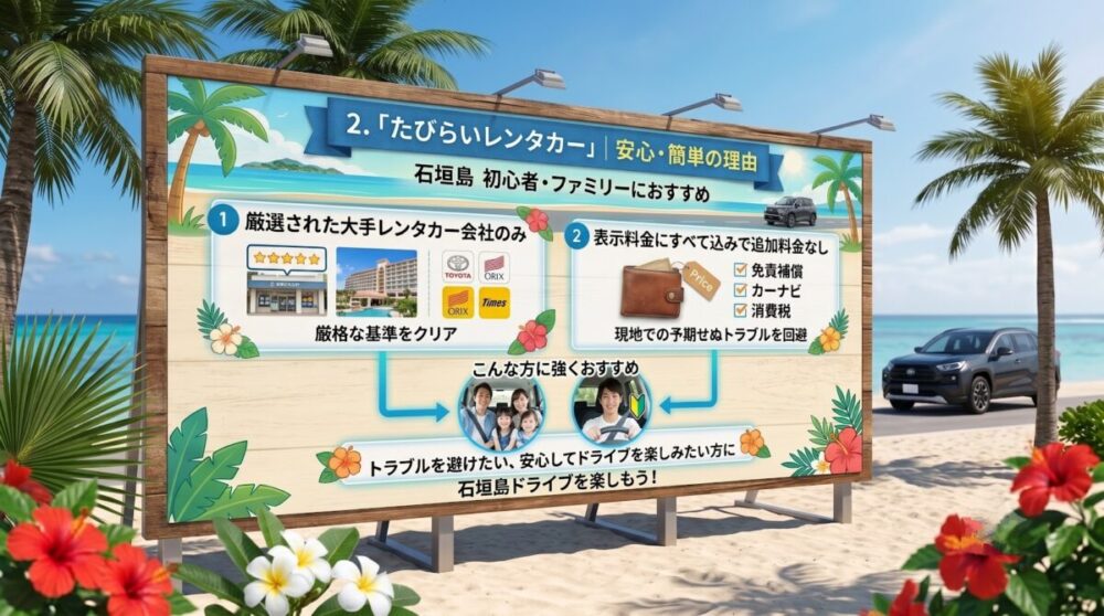 「たびらいレンタカー」の魅力を図解