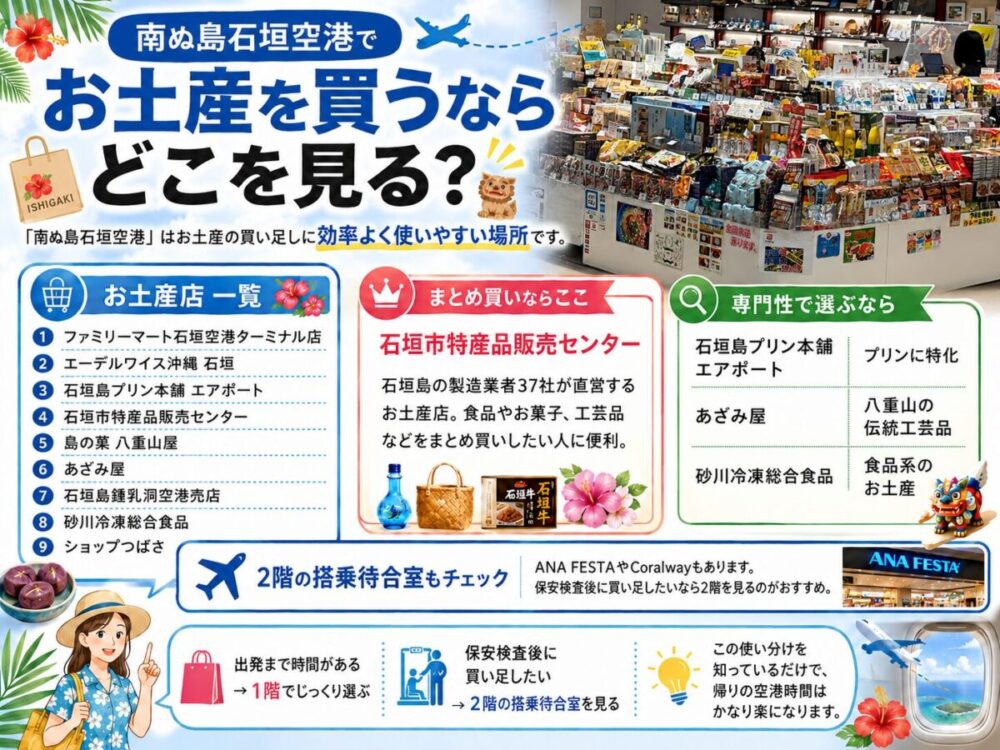 南ぬ島石垣空港のお土産屋店の図解