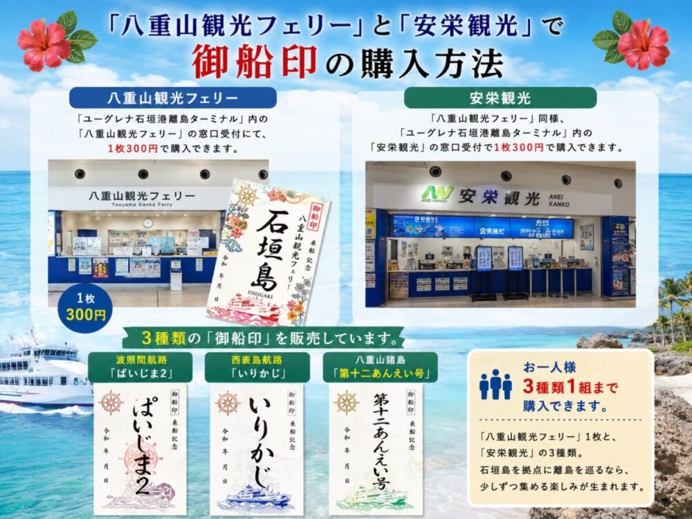 「八重山観光フェリー」と「安栄観光」で御船印を購入する方法のイメージ画像