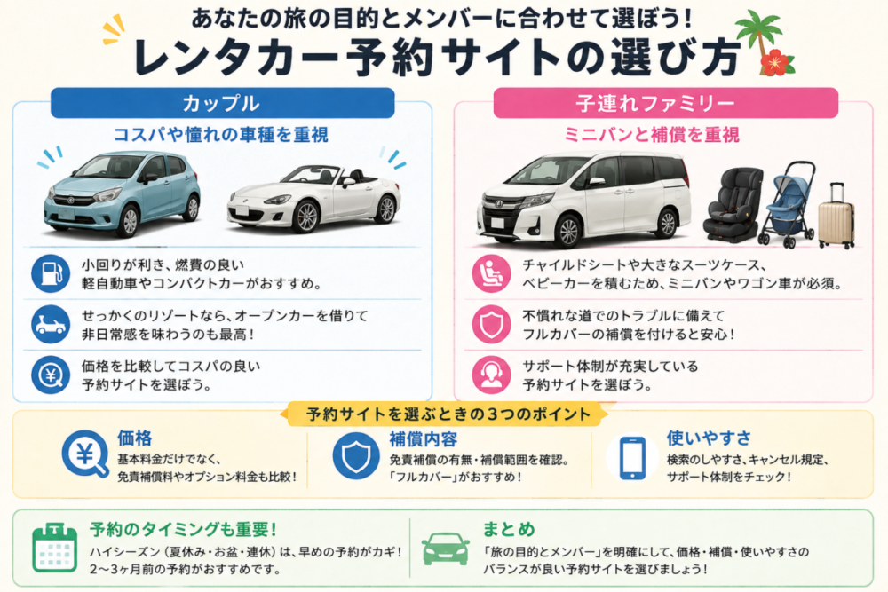 目的別おすすめ車種と優先順位の図解画像