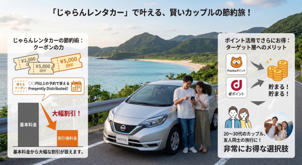 「じゃらんレンタカー」の魅力を図解