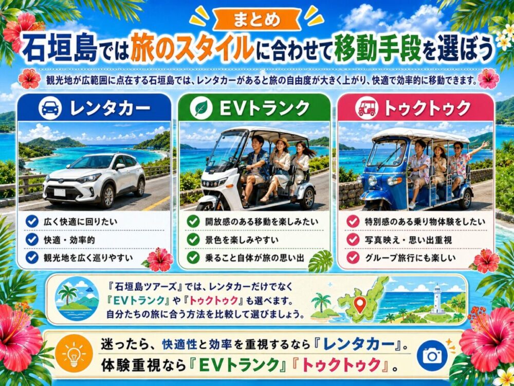 石垣島旅行でレンタカーを選ぶためのまとめ図解