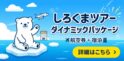 しろくまツアーの「ダイナミックパッケージ」。かわいいシロクマ、飛行機、ホテル、そして「航空券+宿泊」とお得な情報が満載です。